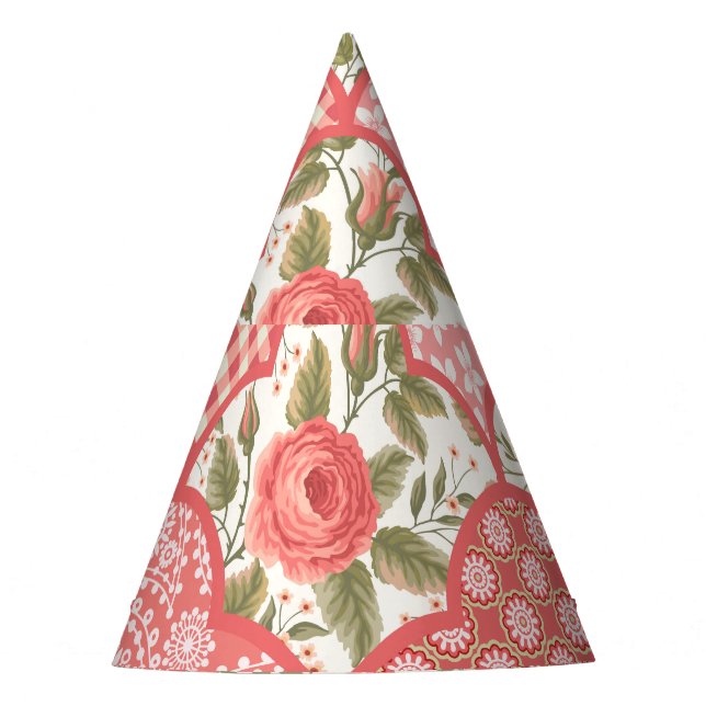 Chapéu De Festa Padrões de retalhamento de Rosas de Pastel (Frente)