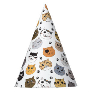Chapéu De Festa Padrões para gatos e pata engraçados coloridos