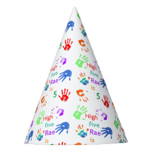Chapéu De Festa Paint Handprint Aniversário com Nome Personalizado