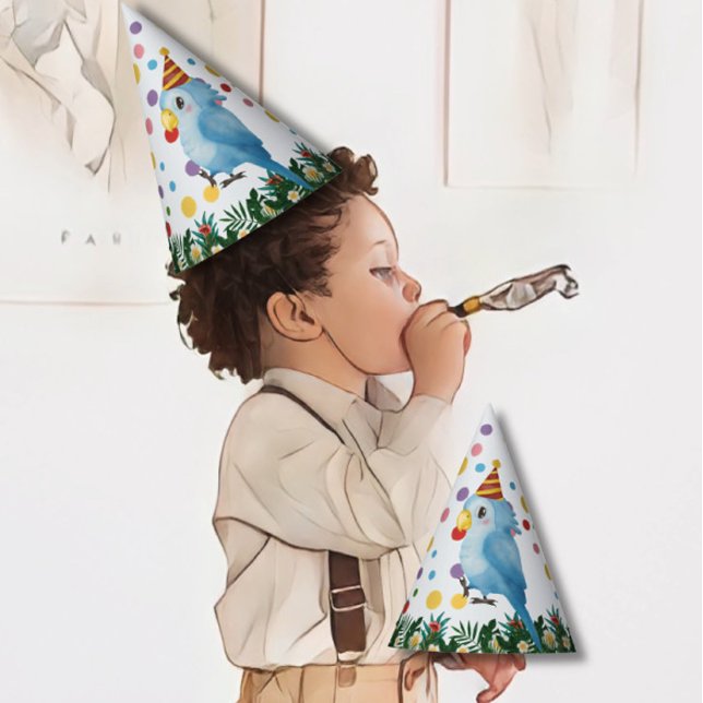 Chapéu De Festa Papagaio Tropical Um Selvagem e Confetti Aniversár (Criador carregado)