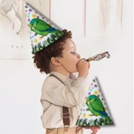 Chapéu De Festa Papagaio Tropical Um Selvagem e Confetti Aniversár