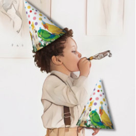 Chapéu De Festa Papagaios Tropicais Soltos e Confetti Aniversário