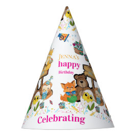 Chapéu De Festa Papel de Aniversário de Raposa Gato Pássaro Filhot