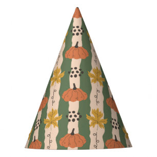 Chapéu De Festa Papel Pumpkin Desenhado à Mão e Folha
