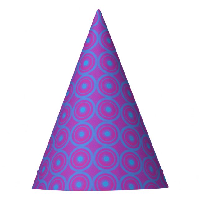 Chapéu De Festa Parte Geométrica Circular Azul e Roxo (Frente)