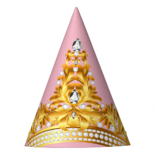 Chapéu De Festa Partido Dourado da coroa Chapéu-Cor-de-rosa