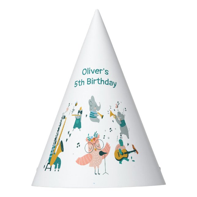 Chapéu De Festa Pássaro Canino Rosa com Aniversário de Banda Anima (Frente)