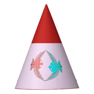 Chapéu De Festa Pássaros de Amor, Rosa e Azul