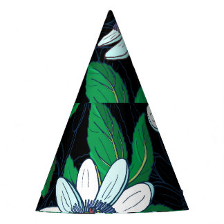 Chapéu De Festa Passionflower Black Background Floral Sem Costura