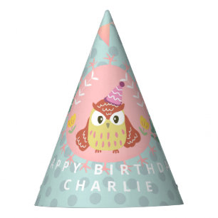 Chapéu De Festa Pastel Owl Feliz Aniversário