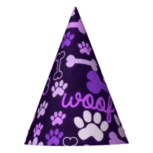 Chapéu De Festa Pata Rosa e Púrpura Imprime e Cão Osso