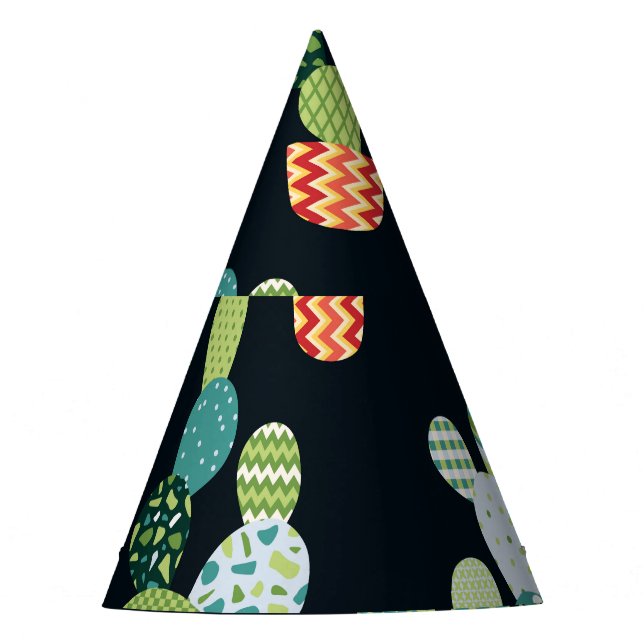 Chapéu De Festa Patchwork Cactus Vegetais sem Olhos Padrão (Frente)
