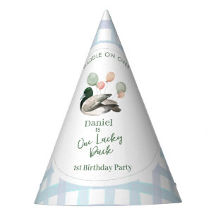 Chapéu De Festa Pato Mallard Lucky Duck 1º Aniversário 