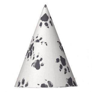 Chapéu De Festa Pegadas De Pata: Cachorro Monocromo Sem Costura.