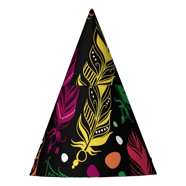 Chapéu De Festa Penas étnicas sem aparência, padrão vibrante. (Frente)