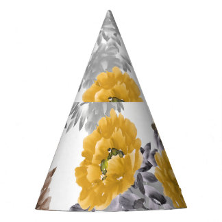 Chapéu De Festa Peony Floral Watercolor Branco Fundo