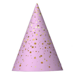 Chapéu De Festa Pequeno Ouro do Partido Estrelas Rosa