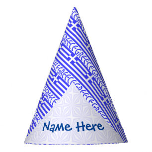 Chapéu De Festa Personalização Azul Bandeira Grega Grécia Azulejad