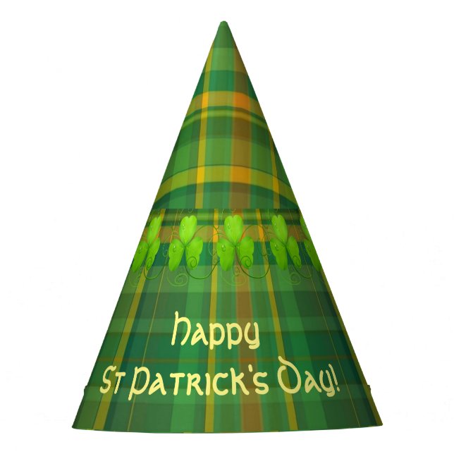 Chapéu De Festa Personalização da Xadrez Verde Irlandesa (Tartan) (Frente)