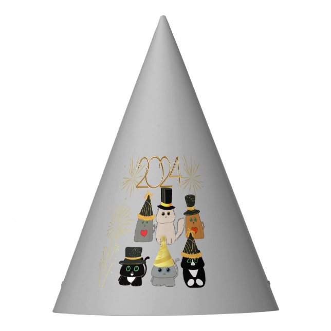 Chapéu de Festa Personalizada de Ano Novo de Gato  (Frente)