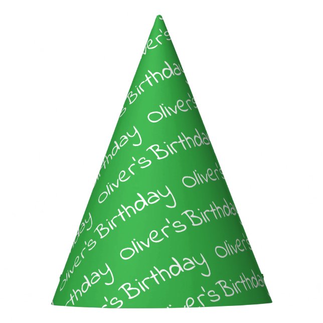 Chapéu De Festa Personalized Boy's Name Birthday Green Party Hats (Frente)
