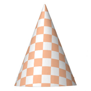 Chapéu De Festa Pêssego cor de laranja, quadrados marcados, geomét