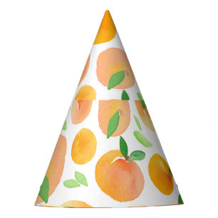 Chapéu De Festa Pêssegos de aquarela pintados à mão: sem costura.