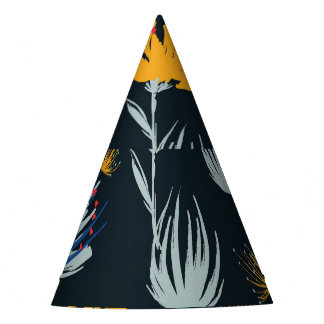 Chapéu De Festa Pincel Floral Contrastada: Preto Sem Vista