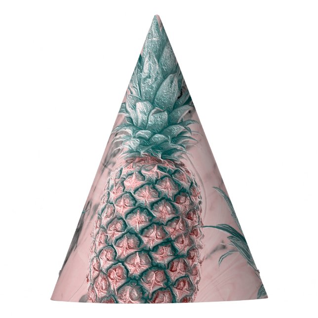 Chapéu De Festa Pineapple Pink Marble Swirl Modern Tropical Party (Frente)