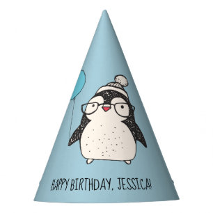 Chapéu De Festa Pinguim bonito com um balão personalizado Anivers