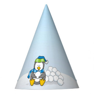 Chapéu De Festa Pinguim pequeno que senta-se com snowballs