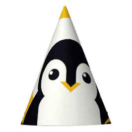 Chapéu De Festa Pinguim Retro Amarelo Preto No Padrão Geométrico