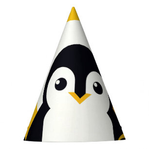 Chapéu De Festa Pinguim Retro Amarelo Preto No Padrão Geométrico