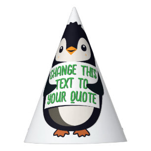 Chapéu De Festa Pinguim segurando um sinal com mensagem personaliz