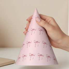Chapéu De Festa Pink Bow Pattern Birthday Party Hats