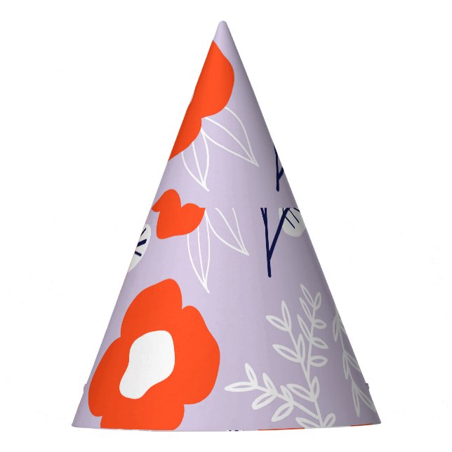 Chapéu De Festa Pink Pastel Botânico: Padrão Floral (Frente)