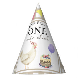 Chapéu De Festa Pintura em aquarela de um frango de 1º aniversário