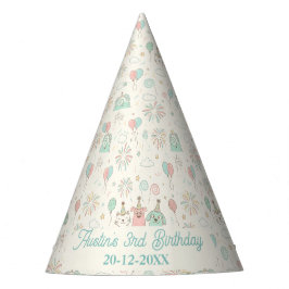 Chapéu De Festa Playful Sweet and Three Kids Birthday Party Hat