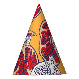 Chapéu De Festa Pomegranato Desenhado: Padrão De Vintagem Feita À