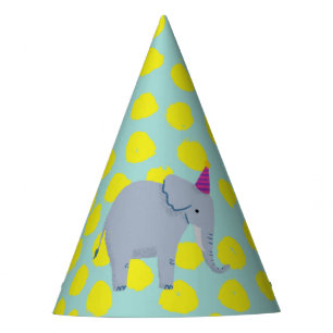 Chapéu De Festa Pontos Amarelos do Elefante do Partido em Aqua
