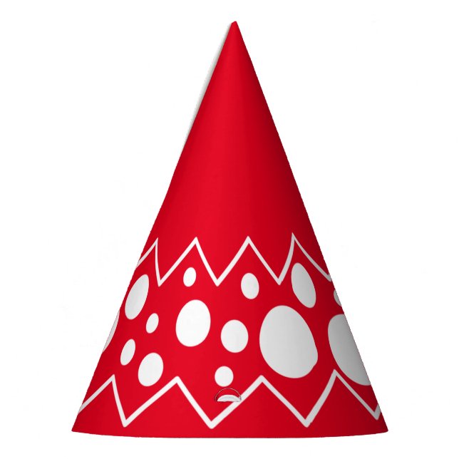 Chapéu De Festa Pontos de Bolinhas Zig Zag Brancos (Esquerda)