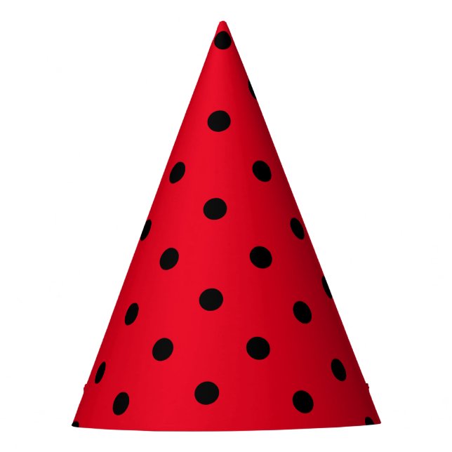 Chapéu De Festa Pontos Polka em Vermelho e Preto (Frente)
