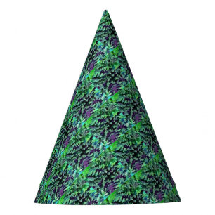 Chapéu De Festa Pop art abstrato da folha no verde e no roxo de