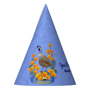 Chapéu De Festa Poppy Ouro e codorniz de pássaros do Estado da Ca