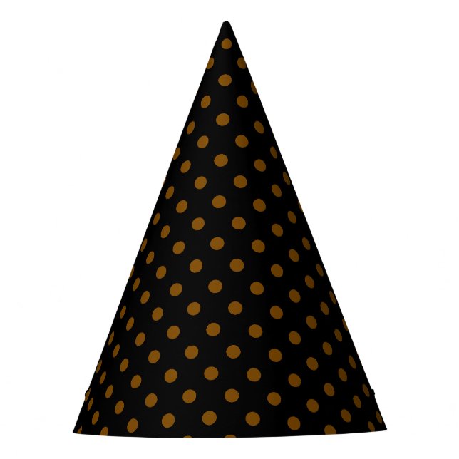 Chapéu de festa preto chique com bolinhas marrons  (Frente)