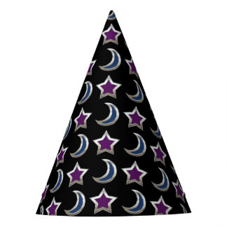Chapéu De Festa Preto roxo de prata do teste padrão das estrelas
