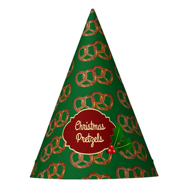 Chapéu De Festa Pretzel Motif, Holly: Cores de Natal personalizada (Frente)