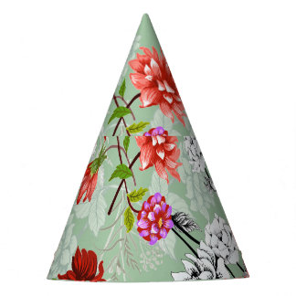 Chapéu De Festa Primavera Verde Floral: Desenho Mão