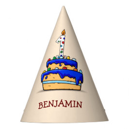 Chapéu De Festa Primeiro aniversario, 1 no Bolo Azul Doce