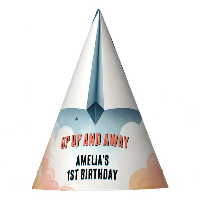 Chapéu De Festa Primeiro aniversario de Avião Cloud 9 Fly Kids Sky (Frente)
